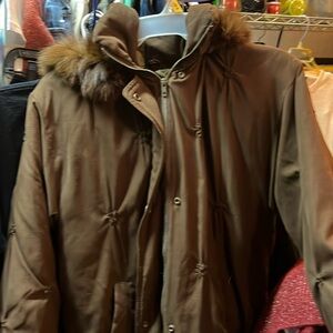 Gallery Winter Cold Weather Mid-Length Zip Up Women’s Size M Brown Coat Jacket
